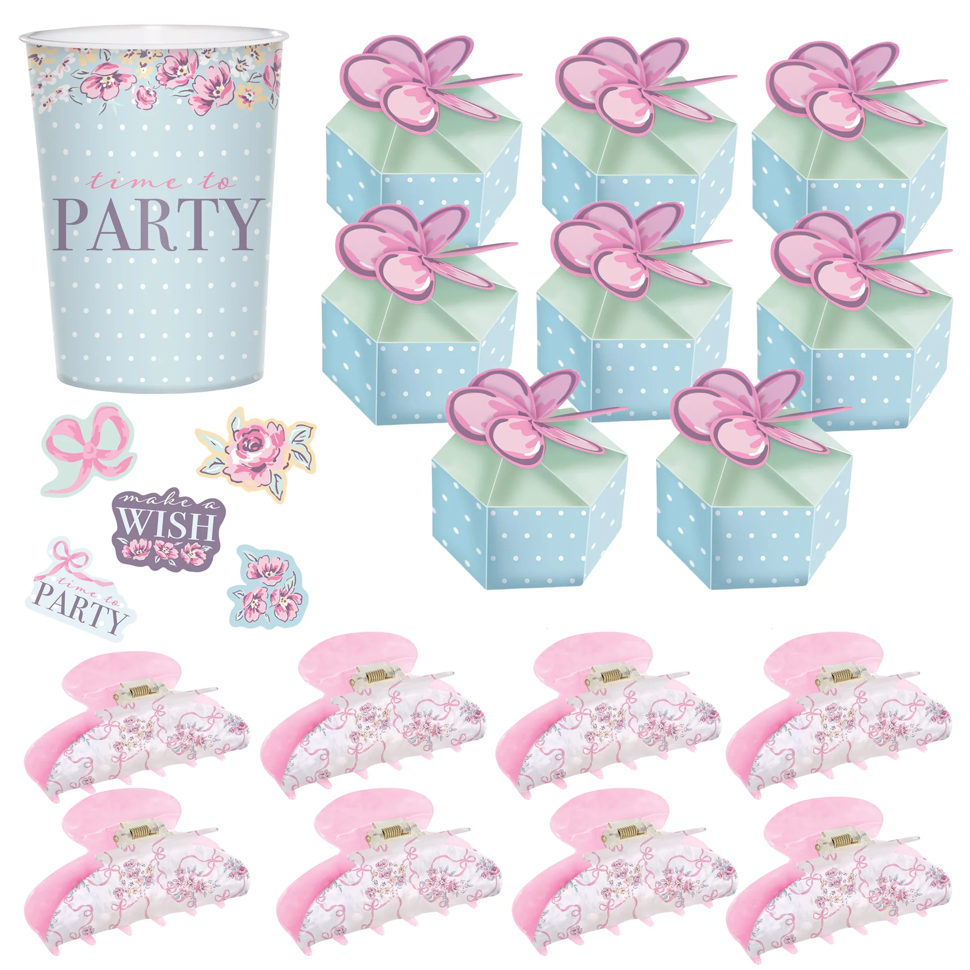 Ribbon and Rose Favor Kit for 8 Guests